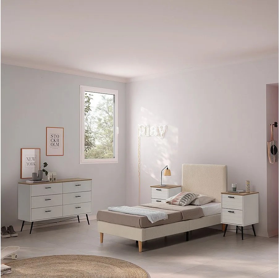 Podstawa kolumny z poduszką Niebla 90x190 cm, imitacja tkaniny owczej beżowa.