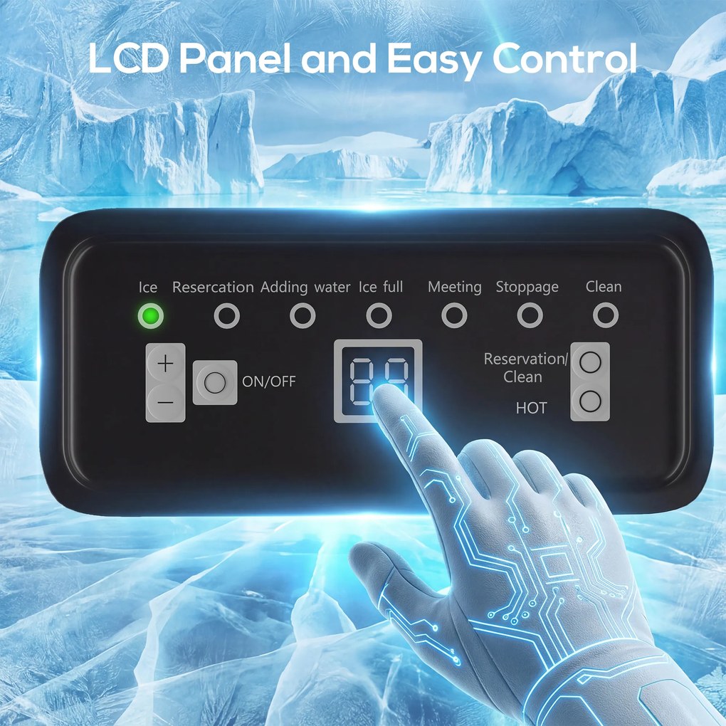 HOMCOM Maszyna do lodu, 45 kg/24h, stal nierdzewna, pod zabudowę lub wolnostojąca, srebrna | Aosom PL