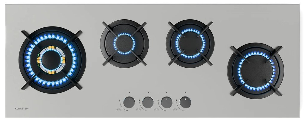 Klarstein Goldflame 90cm Płyta gazowa 4 palniki Srebrny