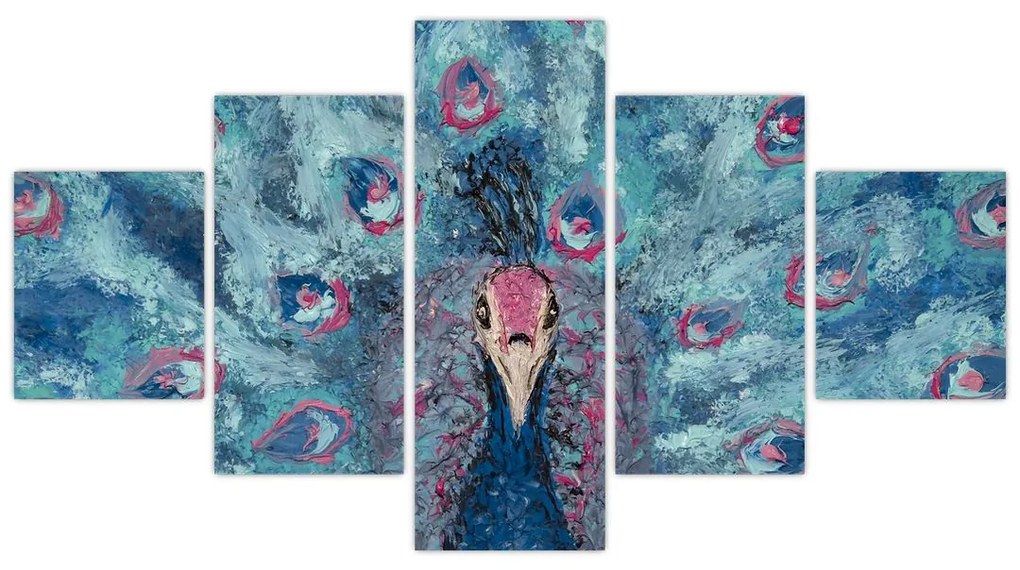Obraz namalowanego pawia (125x70 cm)