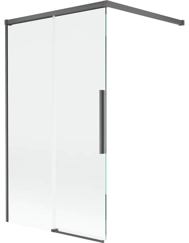 Mexen Rox parawan nawannowy 2-skrzydłowy rozsuwany 100 x 150 cm, transparent, gun gray szczotkowany - 8C9-100-003-66-00