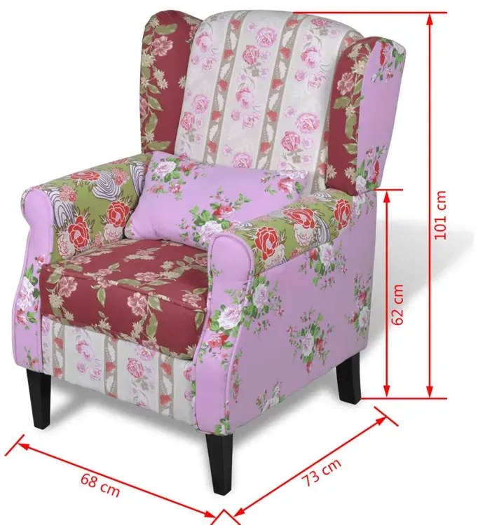 Patchworkowy fotel uszak H4-W61