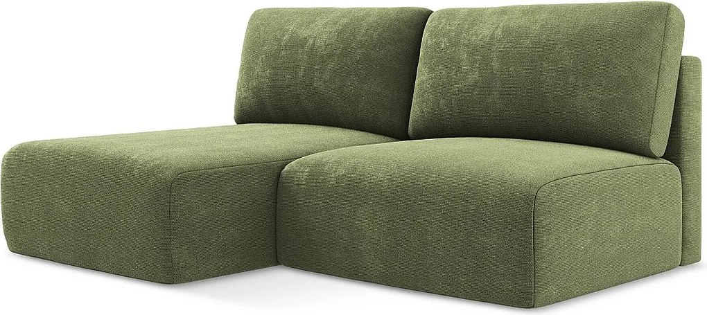 Otwarty Lewy narożnik z funkcją spania - z tkaniny szenilowej - zielony - KONA