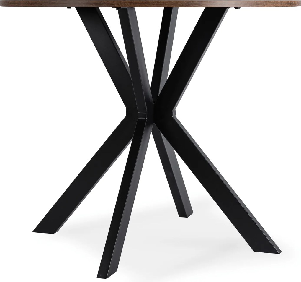 Okrągły stół industrialny Lauren 90 cm, dąb rustykalny/czarny