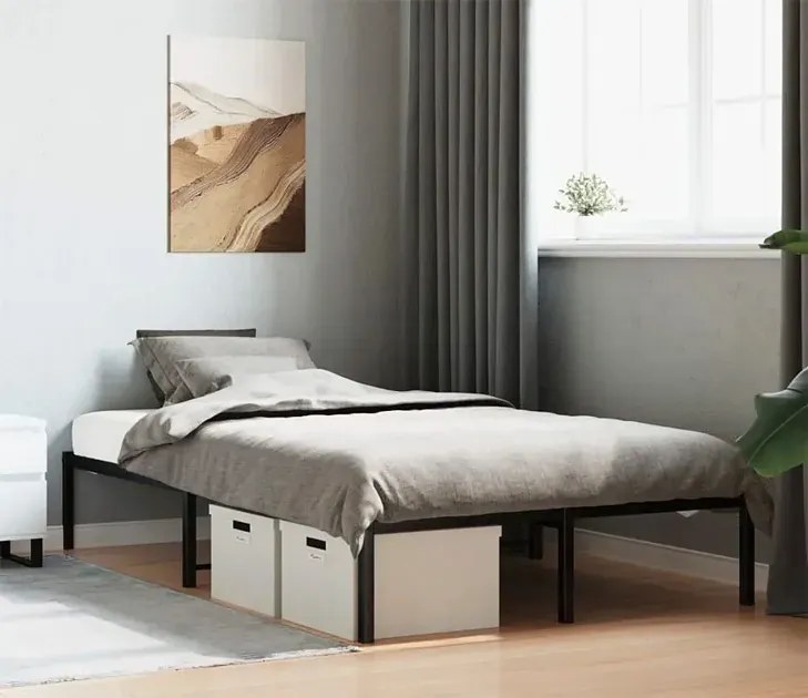 Czarne Metalowe Łóżko 120X200 Cm C5-T76