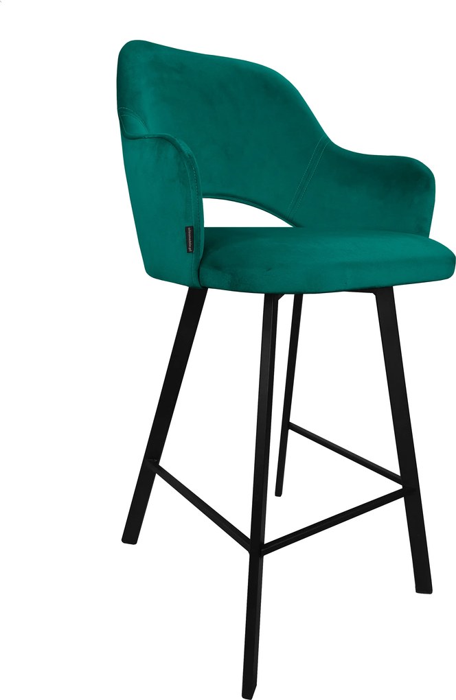 Hoker Milano krzesło barowe tkanina Welur podstawa metalowa : Kolor nogi - Czarna profil, Kolor tkaniny - VELVET - MG20, Typ siedziska - Siedzisko stałe