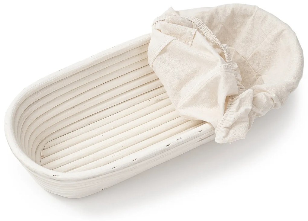 HOME ELEMENTS Owalny koszyk z wkładem z tkaniny, 35 x 14 cm x 7,5 cm, L