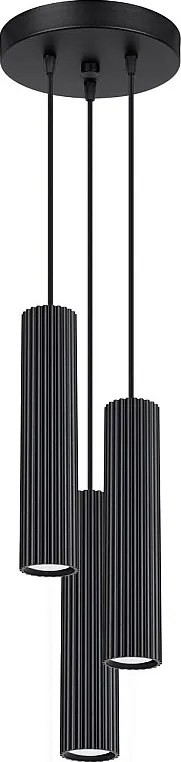 Lampa Wisząca Minimalistyczny Karbon, Aluminium - 3 Źródło - L.19.5 X H.108 Cm - Czarny