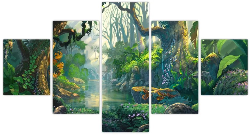 Obraz - Ilustracja lasu tropikalnego (125x70 cm)