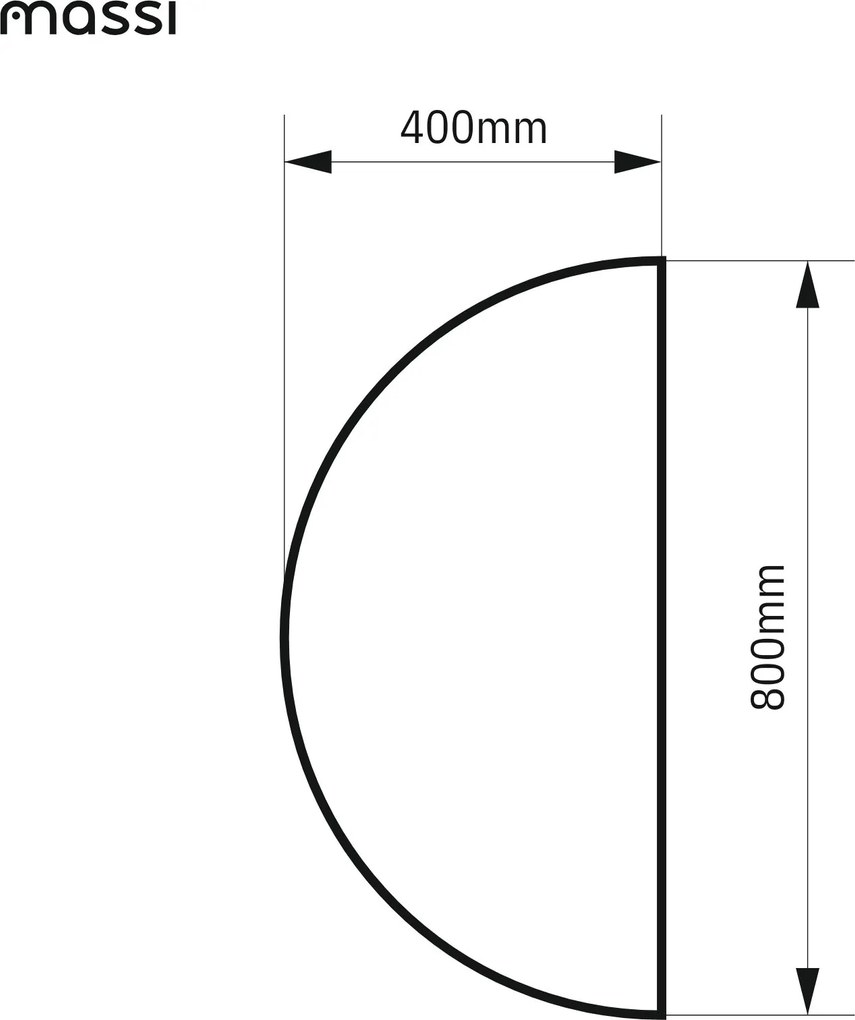 Lustro półokrągłe wiszące bezramowe oszlifowane MOON |Różne rozmiary | Różne kolory szkła : Kolor tafli szkła - Srebrny, Rozmiar - 80 x 40 cm