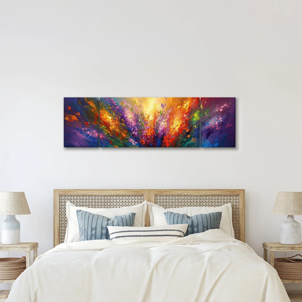 Obraz - Abstrakcja kwiatów (170x50 cm)