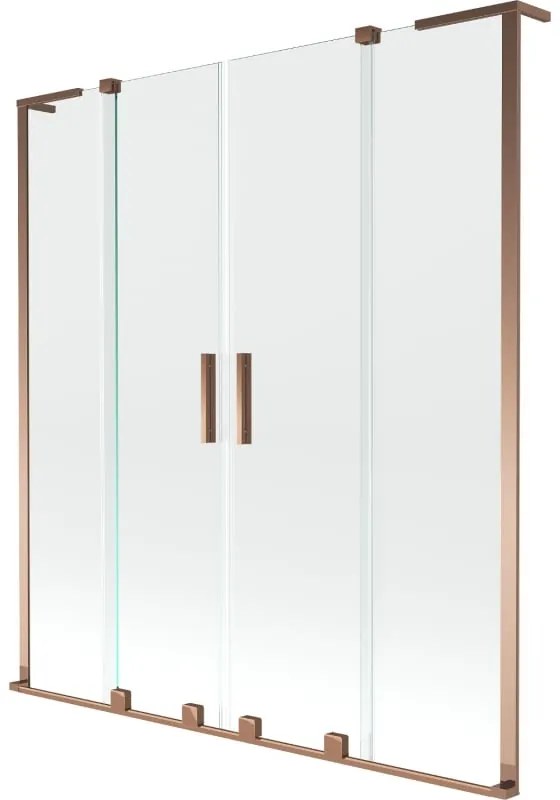 Mexen Velar L Duo parawan nawannowy 2-skrzydłowy rozsuwany 160 x 150 cm, transparent, różowe złoto - 896-160-003-02-60