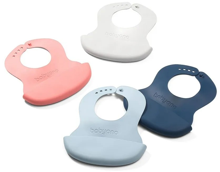 Baby Ono Regulowany plastikowy śliniak z kieszonką, różowy