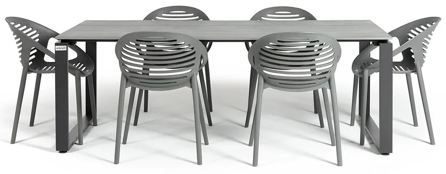 Szary zestaw mebli ogrodowych z 6 krzesłami Le Bonom Joanna Strong