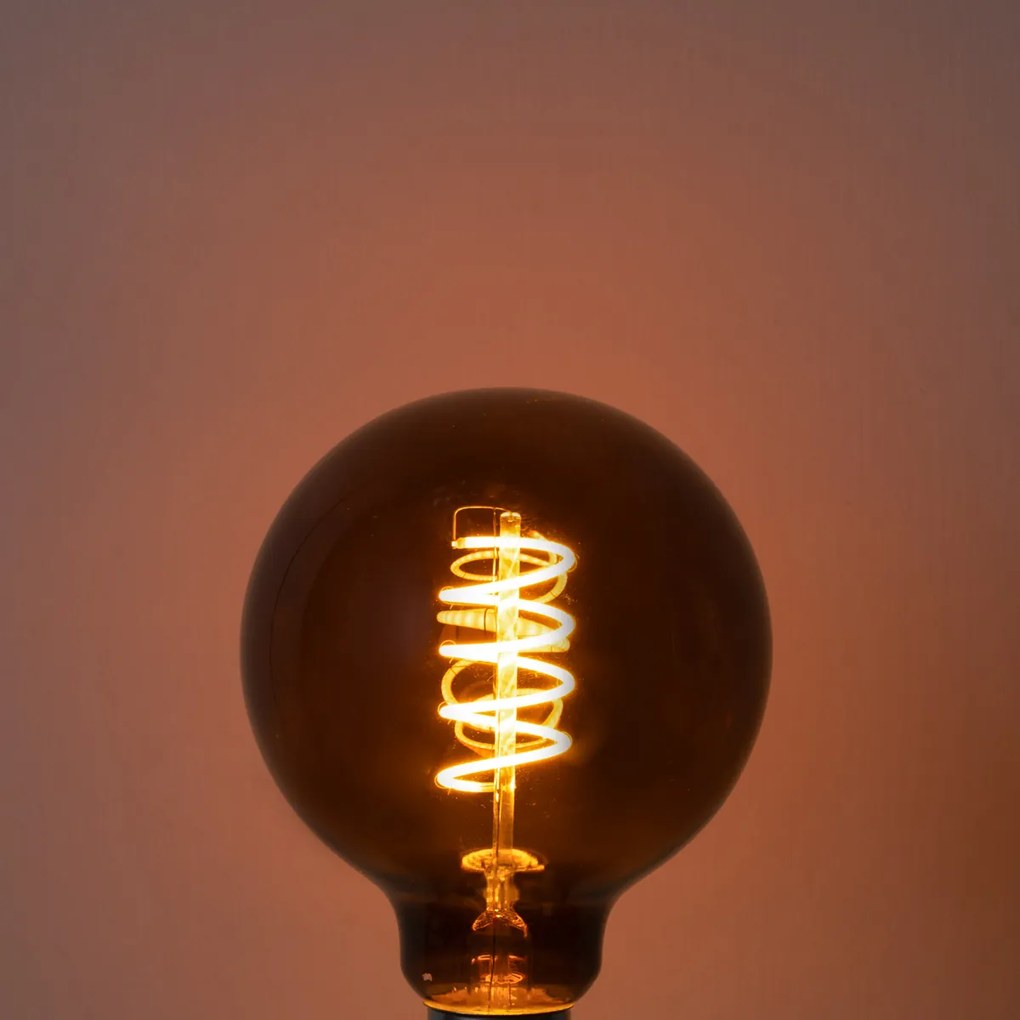 Zestaw 5 ściemnialnych żarówek LED E27 G95 brązowe 4W 120 lm 1800K