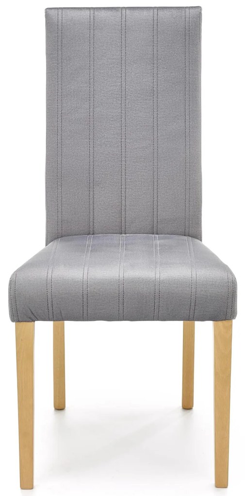 Krzesło drewniane tapicerowane DIEGO 3 dąb miodowy velvet pikowany Pasy MONOLITH 85 (jasny popiel)