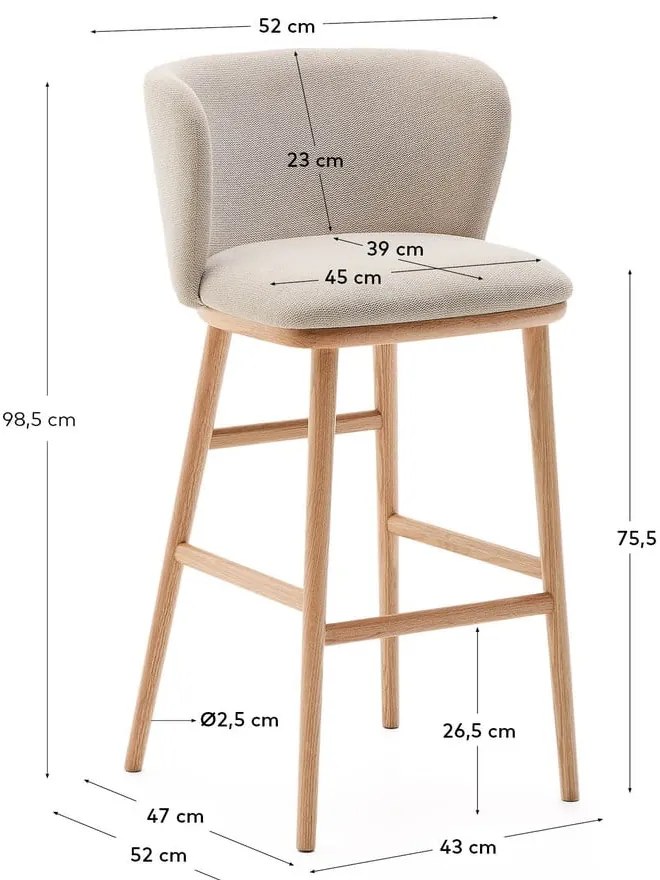 Beżowy hoker (wysokość siedziska 75,5 cm) Ciselia – Kave Home