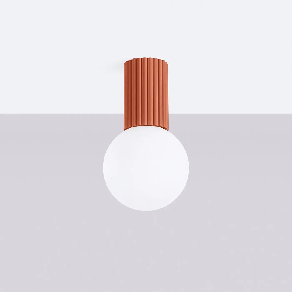 Plafon HALO ochra czerwona IP44 ryflowany SOLLUX  LIGHTING