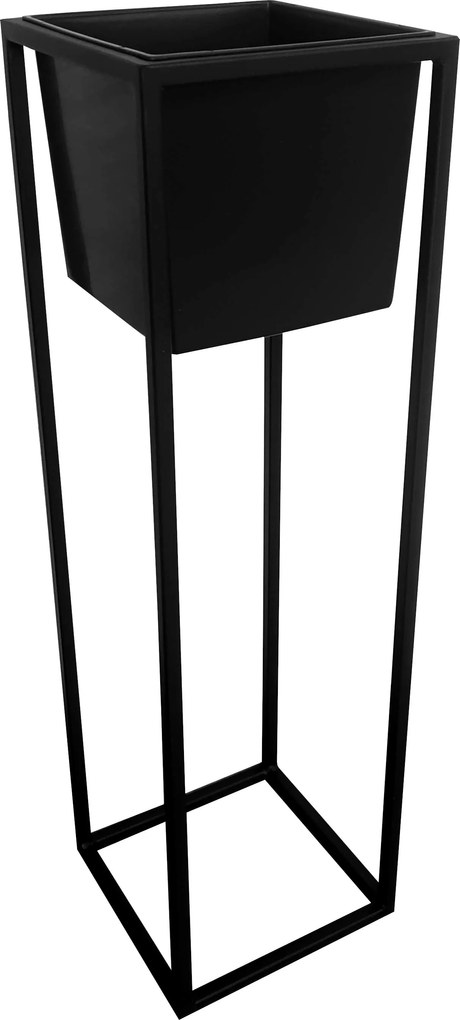 Kwietnik stojący metal LOFT stojak na kwiaty : Kolor Stelaża - Czarny , Rozmiar - 25x25 cm, Wysokość - 70 cm