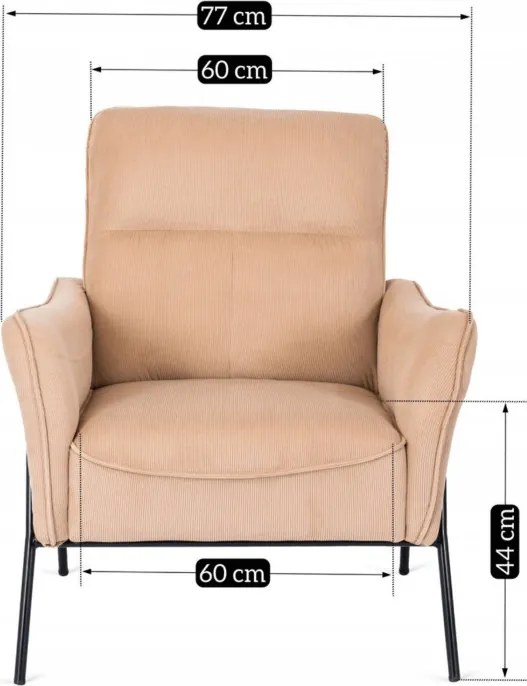 Fotel Wypoczynkowy ALBERTO Sztruksowy Beżowy do Salonu Nowoczesny