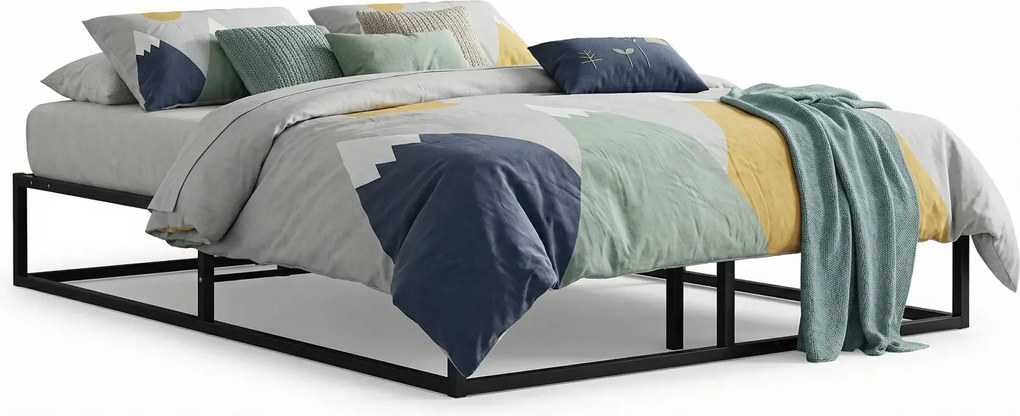 Czarne Metalowe Łóżko Niskie Industrialne 120X200 Cm N4-C74