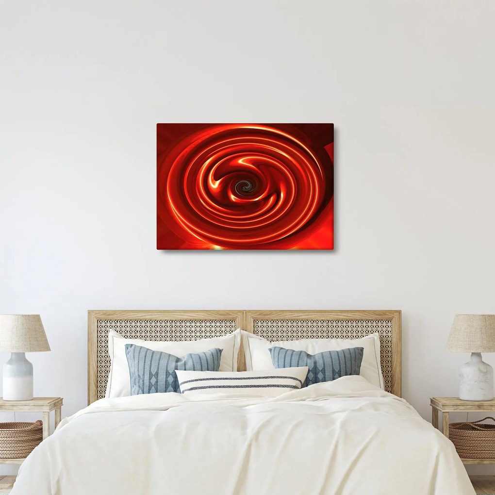Abstrakcyjny obraz - czerwona spirala (70x50 cm)