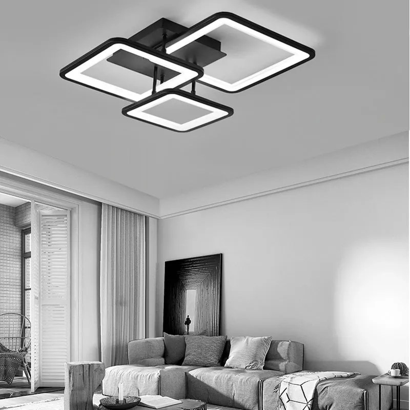 Plafon lampa LED sufitowa kwadrat metalowa AT88-3SL-Czarny