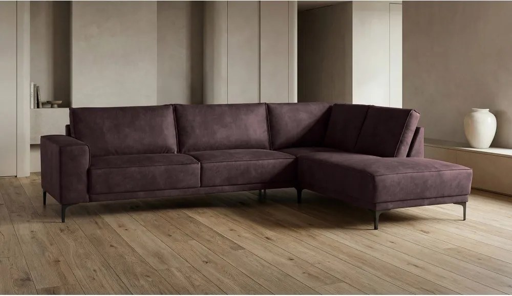 Brązowy narożnik z imitacji skóry (prawostronny) Copenhagen – Scandic