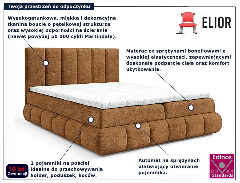 Łóżko kontynentalne w kolorze koniaku 5 rozmiarów W9-D37