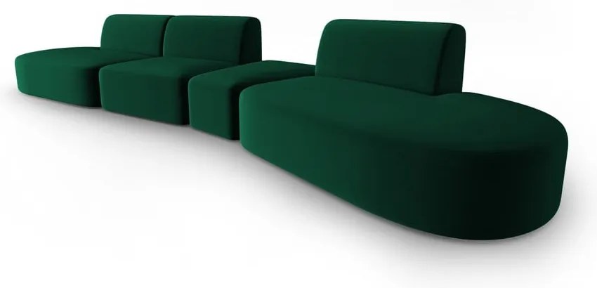 Zielona aksamitna sofa prawostronna 428 cm Paolo – Milo Casa