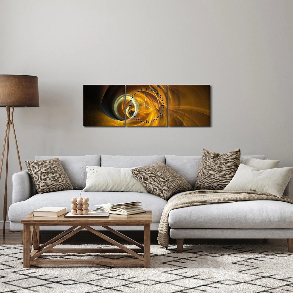 Obraz - Abstrakcja w ruchu (z zegarem) (90x30 cm)