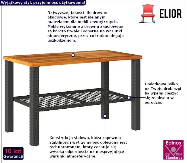 Stolik ogrodowy z dodatkową półką - Fili