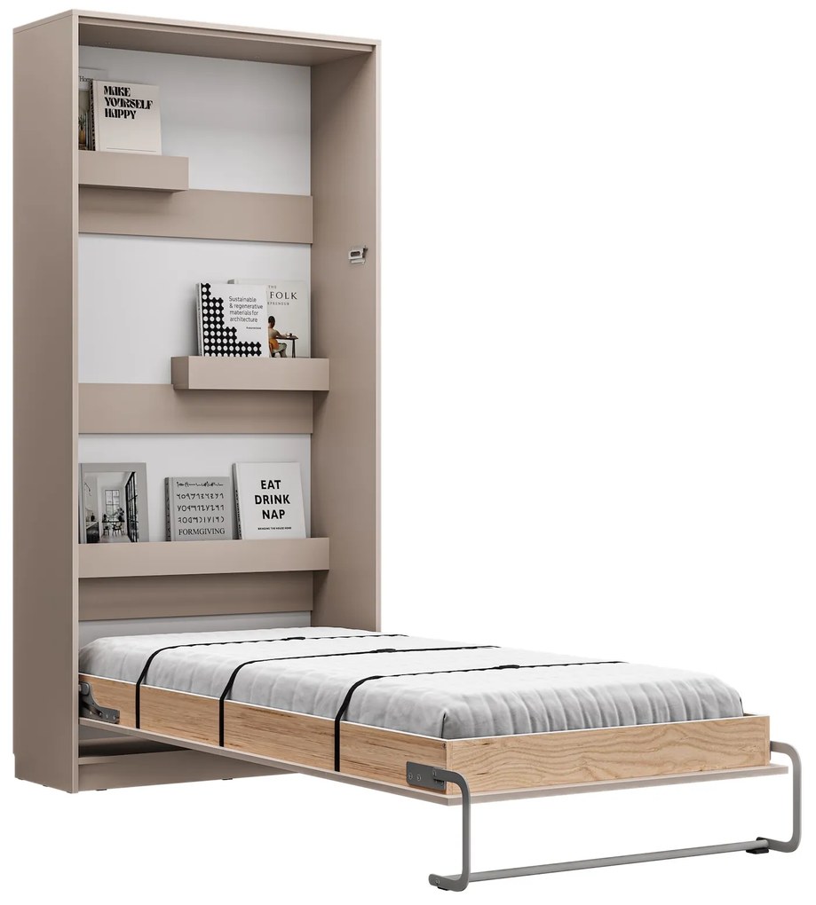 Łóżko w szafie/półkotapczan pionowy Basic 90x200 kolor Congo jednoosobowy z szafami do wyboru