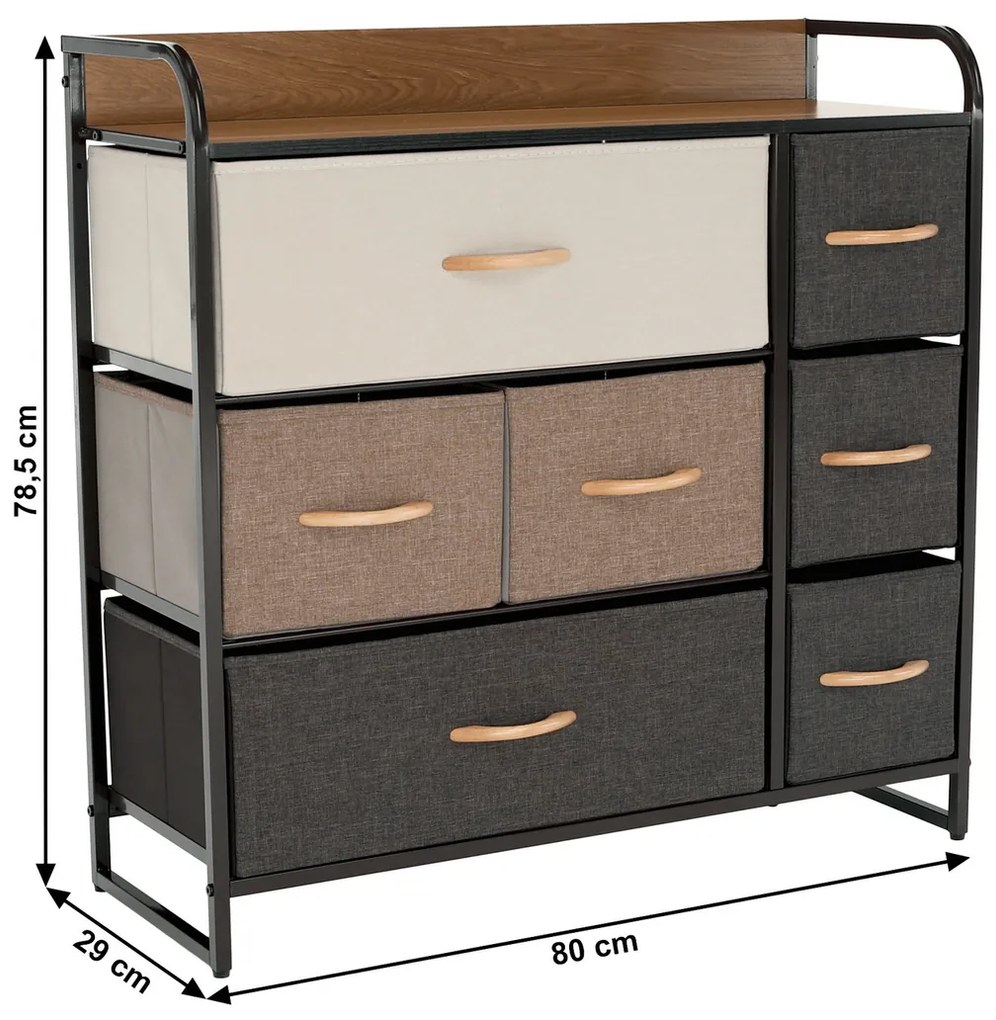 Komoda z szufladami z tkaniny HAZEL TYP 3, brązowy, XL