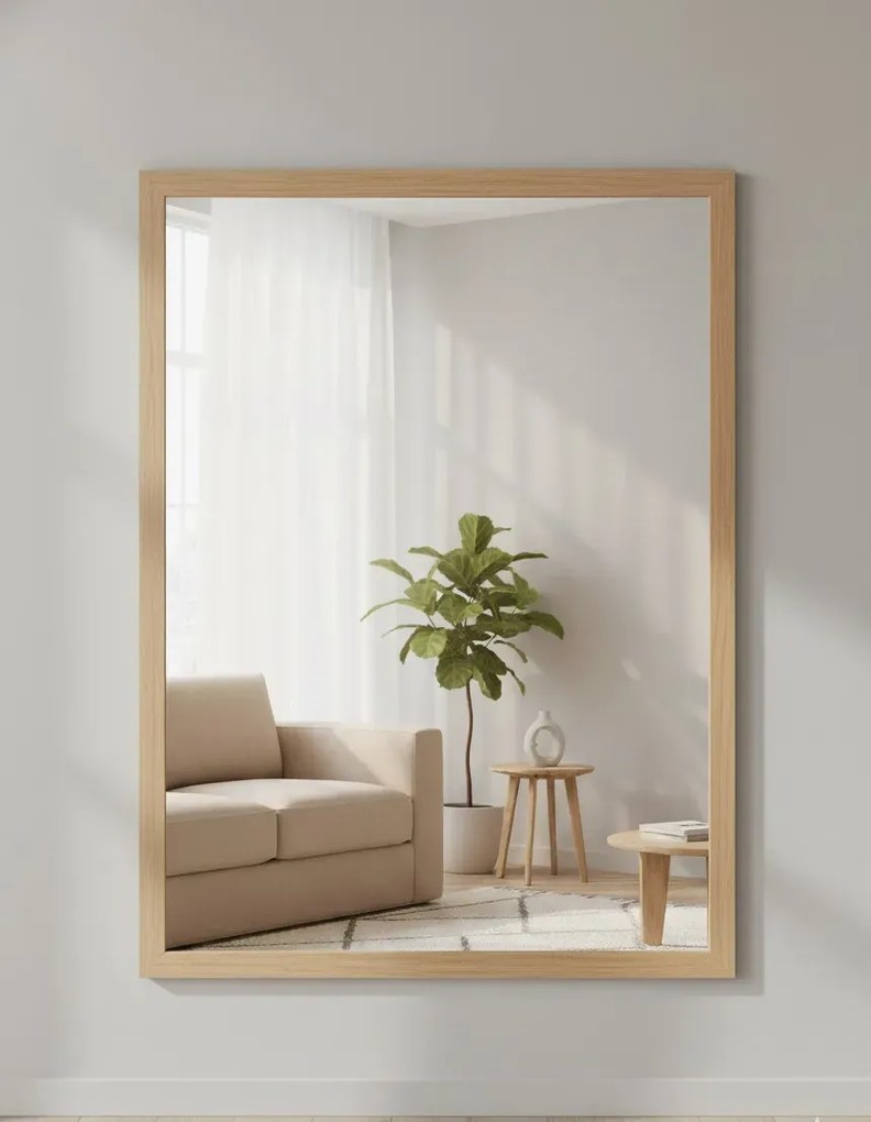 Prostokątne lustro w drewnianej ramie dąb D7-W23