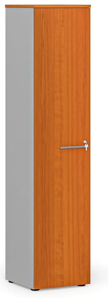 Szafa biurowa wąska PRIMO GRAY, 400 x 420 x 1781 mm, szary/wiśnia