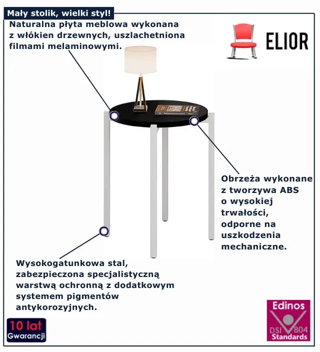 Czarny okrągły stolik kawowy B0-R31
