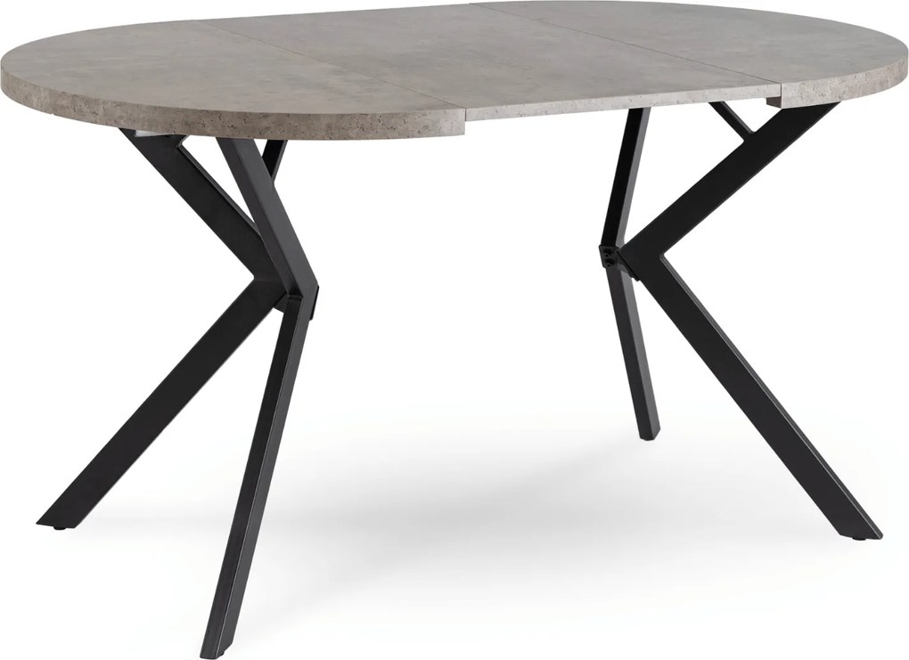 Stół Okrągły Rozkładany LUGO 90-190 cm Beton/Czarny Loft