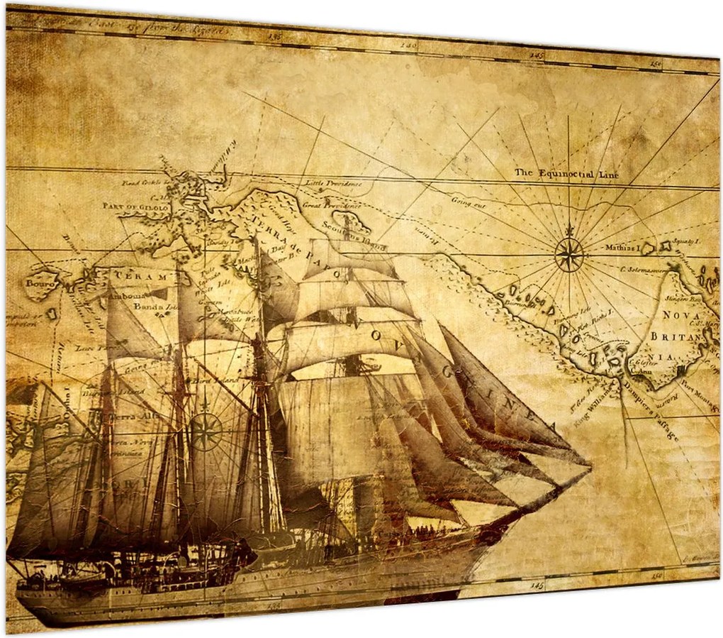 Obraz na szkle - Stara mapa (70x50 cm)