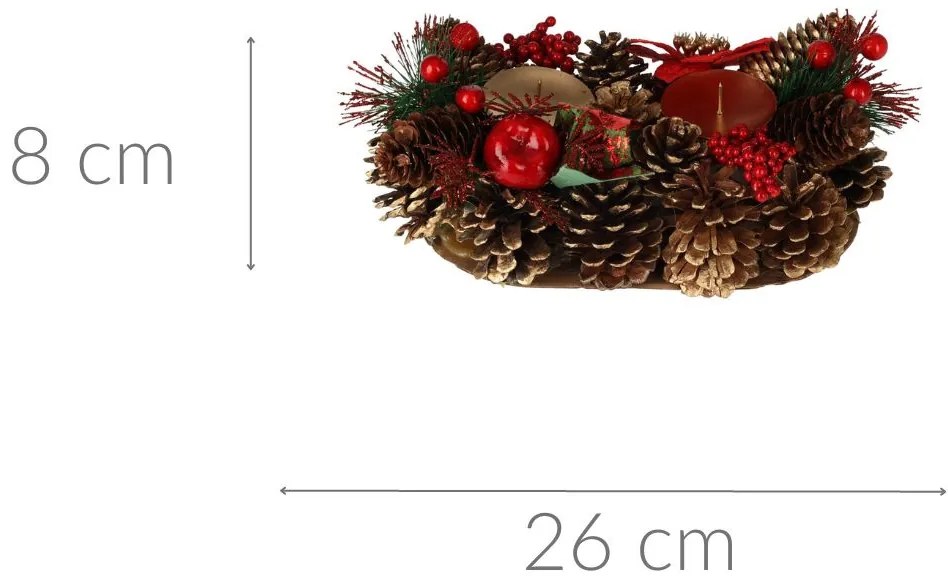 Świecznik z szyszek, świąteczna dekoracja, na 2 świeczki