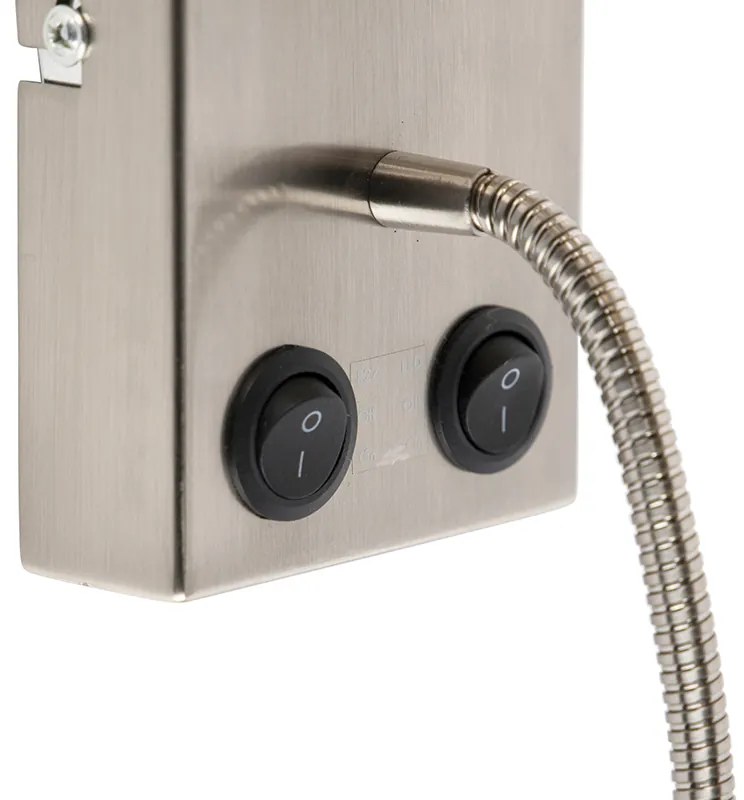 Nowoczesna lampa ścienna stalowa z szarym abażurem z bawełny - Stacca