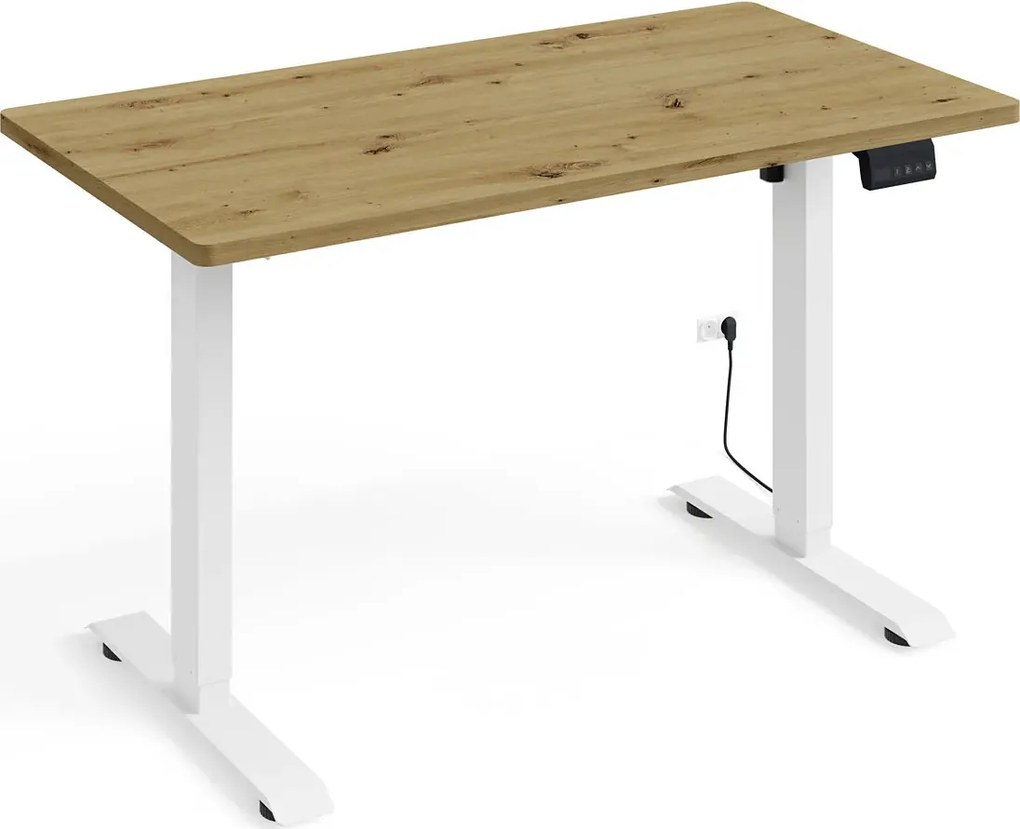 Biurko elektrycznie regulowane dąb artisan + biały B1-T43
