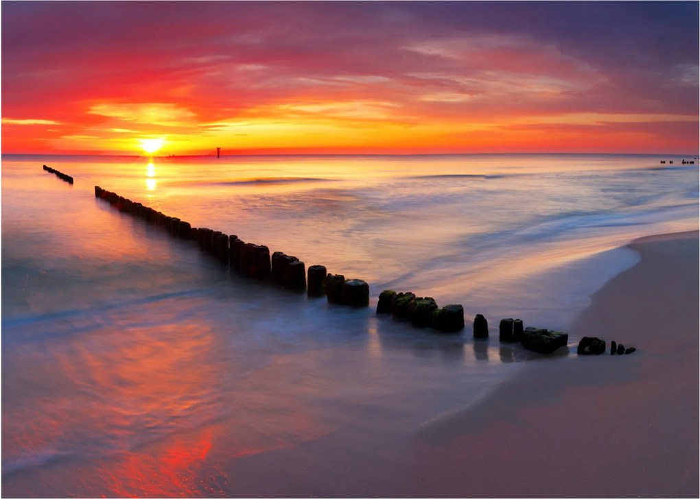 Obraz na szkle - Sunset, Baltic Sea, Poland (70x50 cm)
