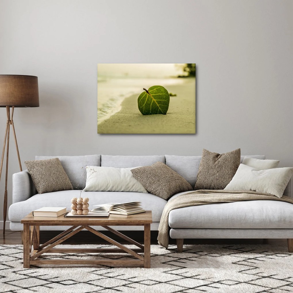 Obraz liścia w piasku (70x50 cm)