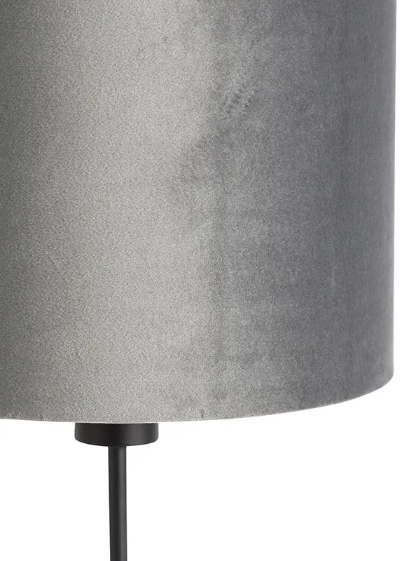 Nowoczesna lampa stołowa czarna z abażurem z tkaniny szarym 25 cm regulowana - Parte Nowoczesny Oswietlenie wewnetrzne