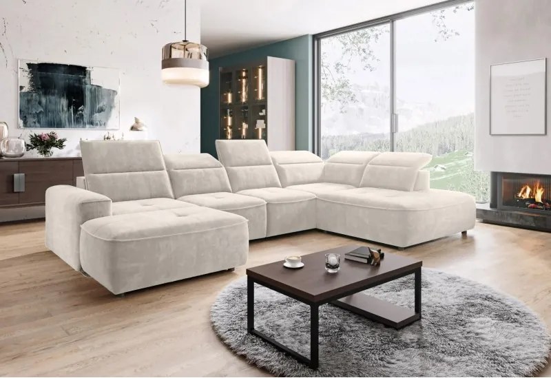 Narożnik COLOMBO XL Prawostronny z elektryczną regulacją siedziska w tkaninie PALLADIUM 02 WERSAL