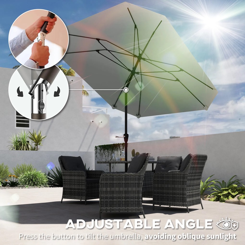 Outsunny 2,3 m Parasol bez podstawy, regulowany parasol tarasowy z korbką, Poliester, Aluminium, Włókno szklane, Ciemnoszary