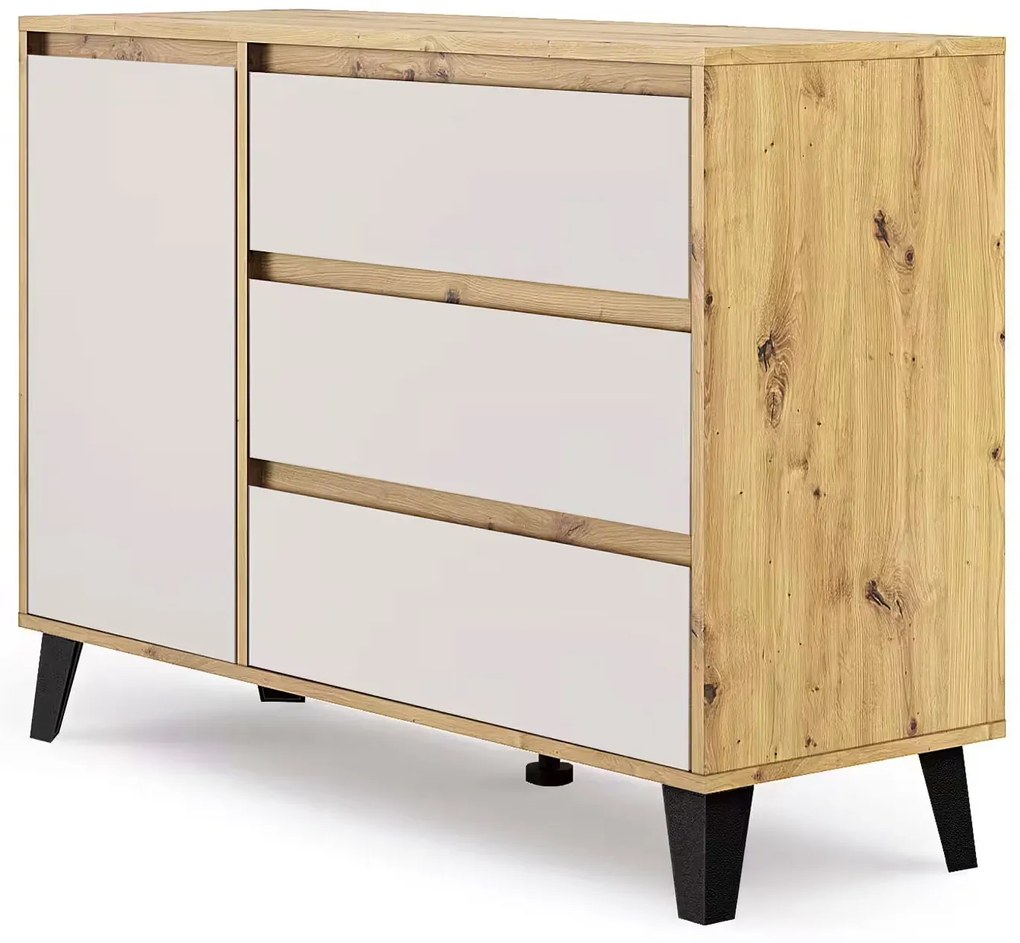 Duża komoda z szufladami i szafką dąb artisan + kaszmir T8-R85