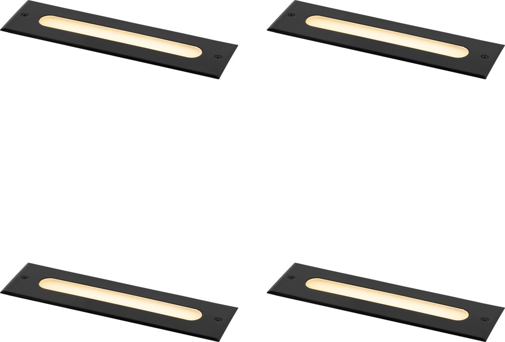 Zestaw 4 nowoczesnych reflektorów gruntowych czarnych 30 cm z LED IP65 - Eline