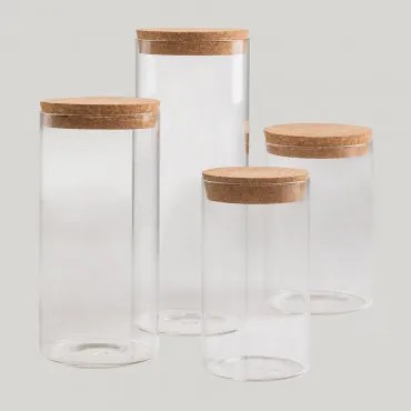 Zestaw 4 Szklanych Słoików Launun Transparent - Sklum